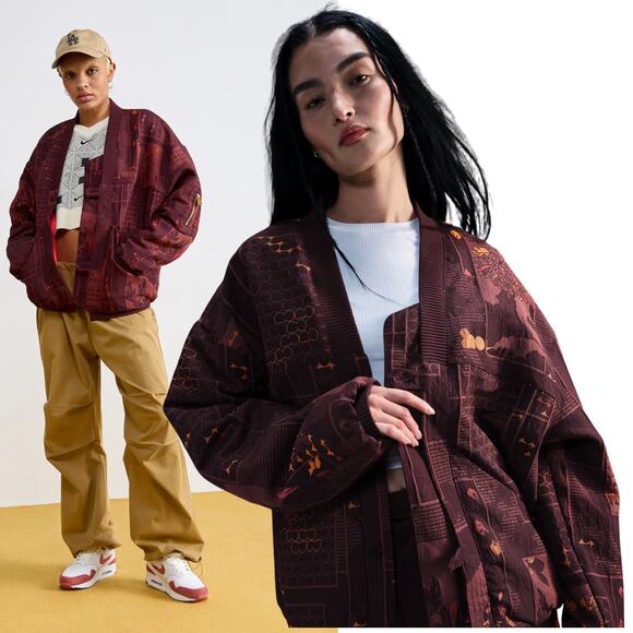 Nike Jackets & Blazers - NEW Nike x Naomi Osaka Jacquard Kimono Jacket Burgundy Crush Streetwear Luxe Sm